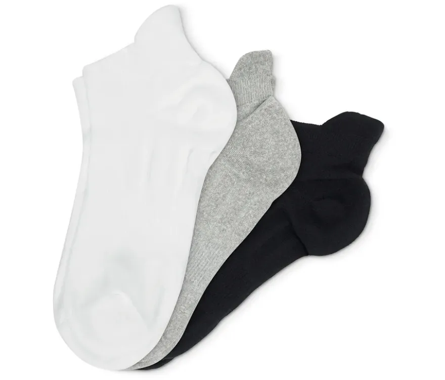 3 Paar Sportsocken, weiß, grau, schwarz