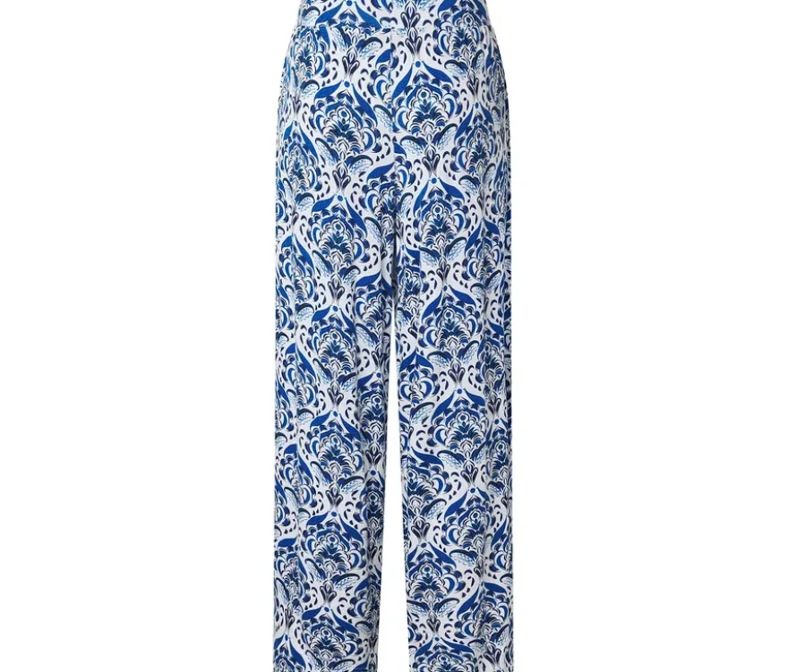 Palazzohose, blauer Alloverprint