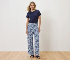 Palazzohose, blauer Alloverprint