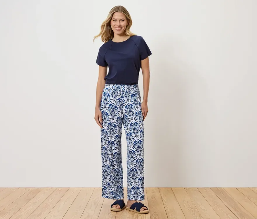 Palazzohose, blauer Alloverprint