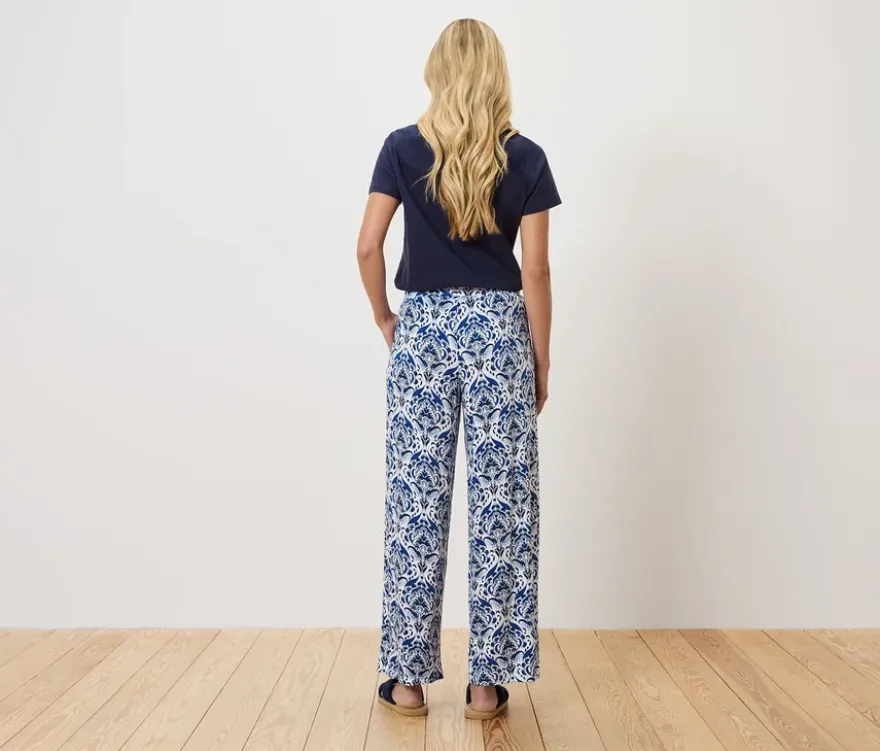 Palazzohose, blauer Alloverprint