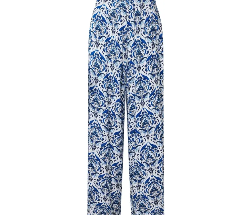 Palazzohose, blauer Alloverprint