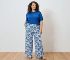 Palazzohose, blauer Alloverprint