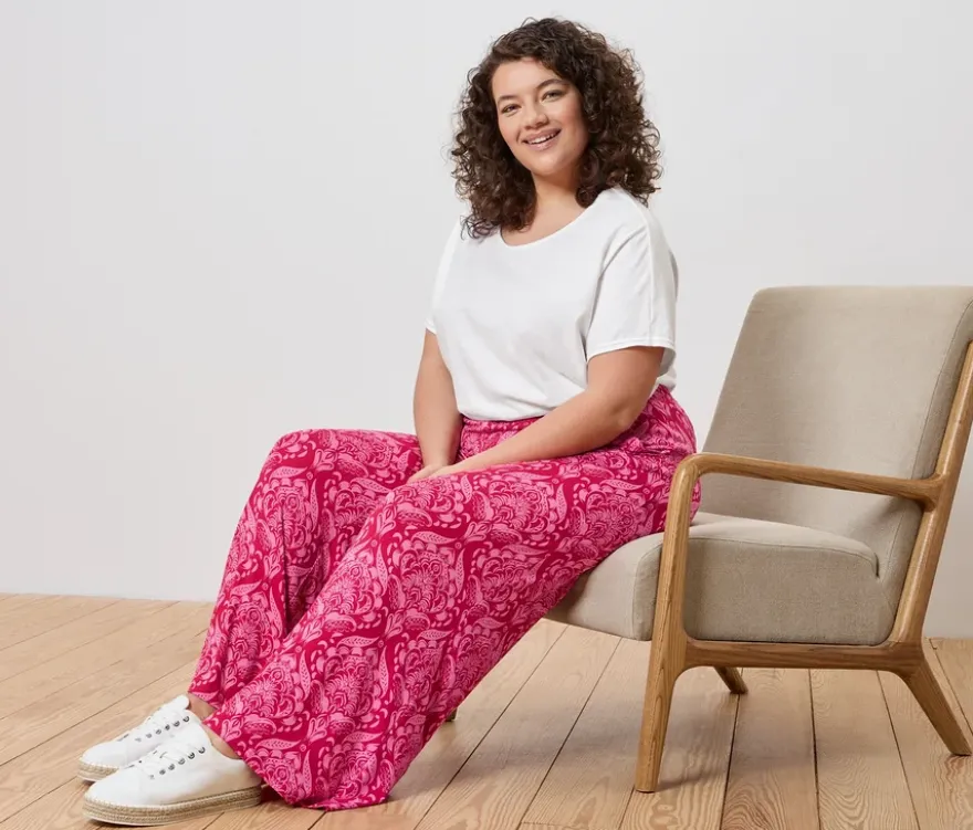 Palazzohose, pinkfarbener Alloverprint