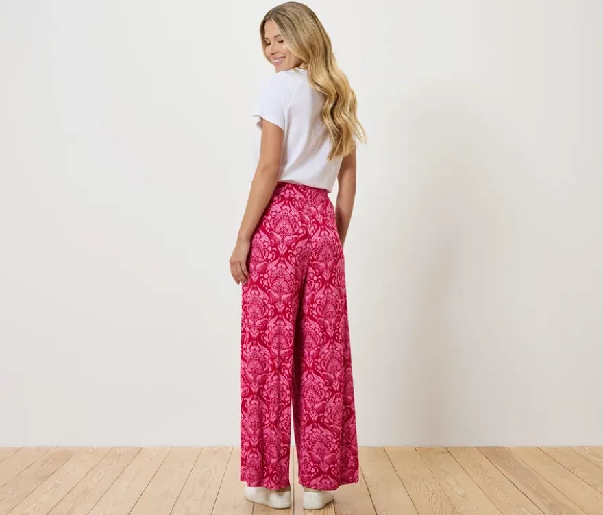 Palazzohose, pinkfarbener Alloverprint