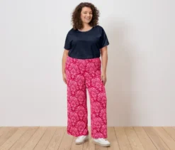 Palazzohose, pinkfarbener Alloverprint