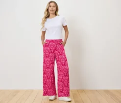 Palazzohose, pinkfarbener Alloverprint