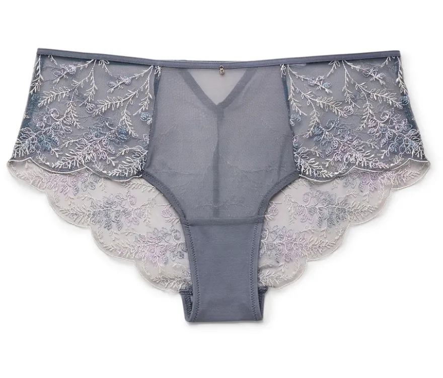 Panty mit Stickerei, rauchblau