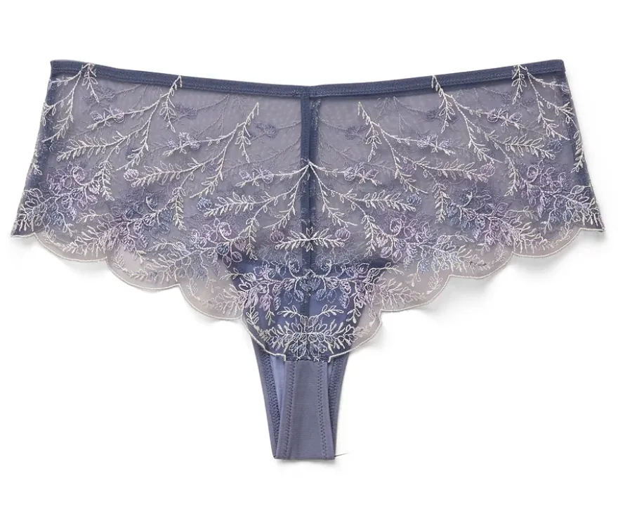 Panty mit Stickerei, rauchblau