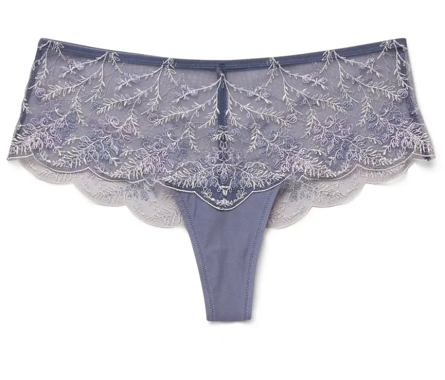 Panty mit Stickerei, rauchblau