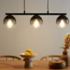 Pendelleuchte mit Schirmen aus Rauchglas