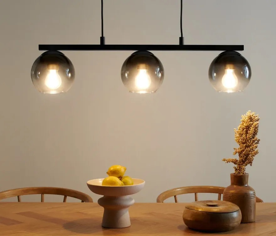 Pendelleuchte mit Schirmen aus Rauchglas