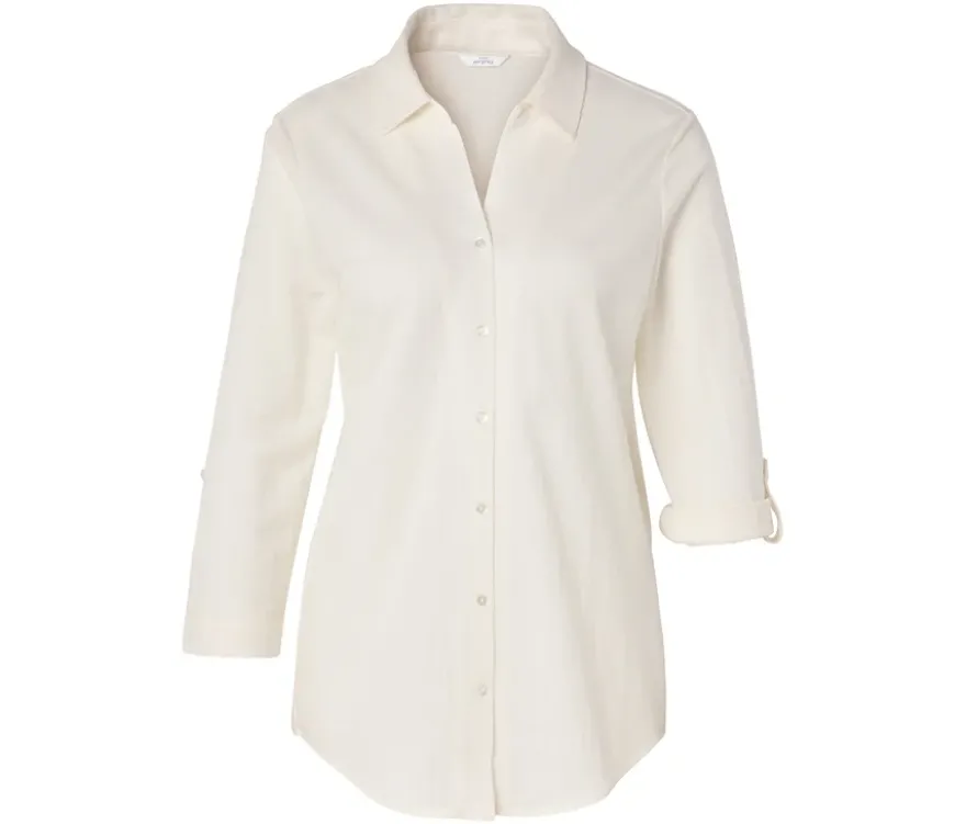 Piqué-Jerseybluse, creme