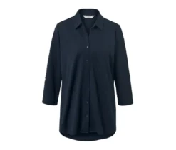 Piqué-Jerseybluse, dunkelblau