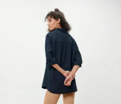 Piqué-Jerseybluse, dunkelblau