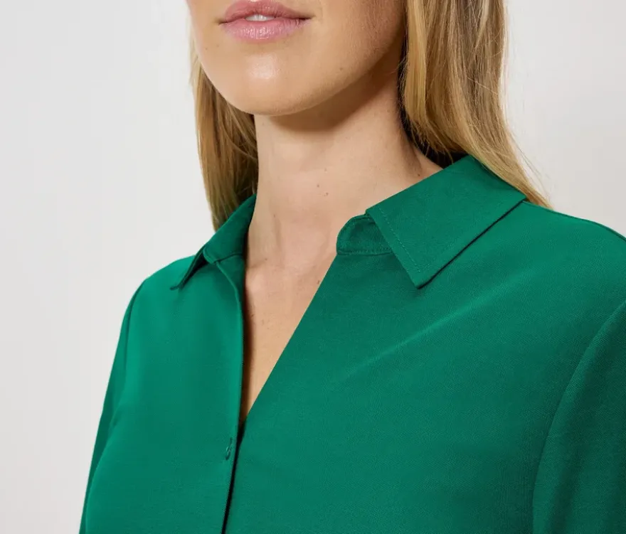 Piqué-Jerseybluse, grün