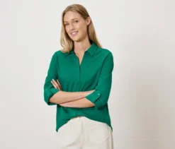 Piqué-Jerseybluse, grün