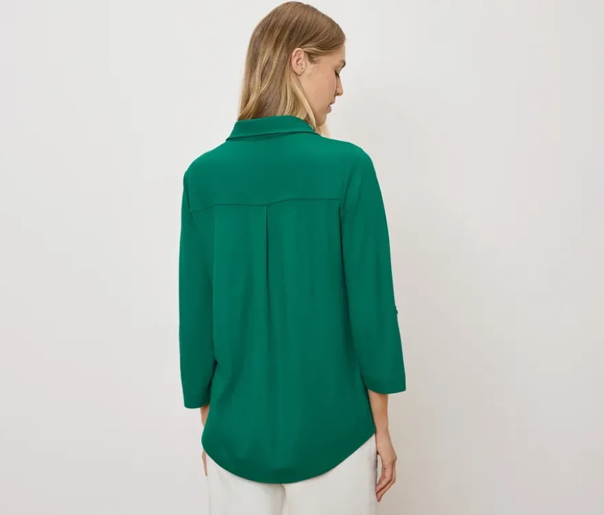 Piqué-Jerseybluse, grün