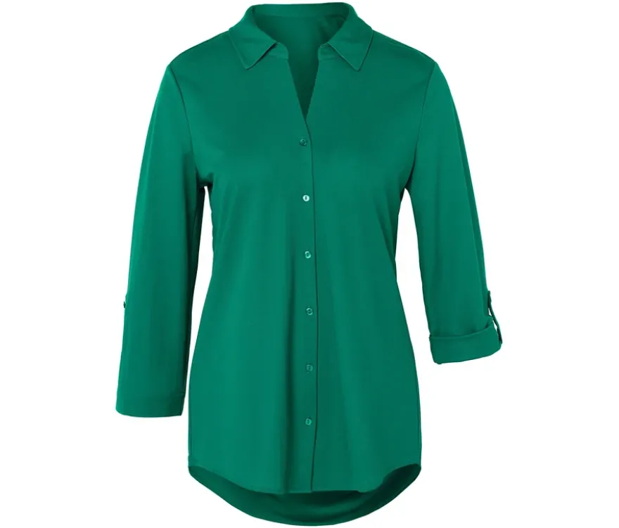 Piqué-Jerseybluse, grün