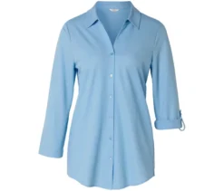Piqué-Jerseybluse, hellblau