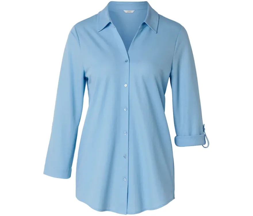Piqué-Jerseybluse, hellblau