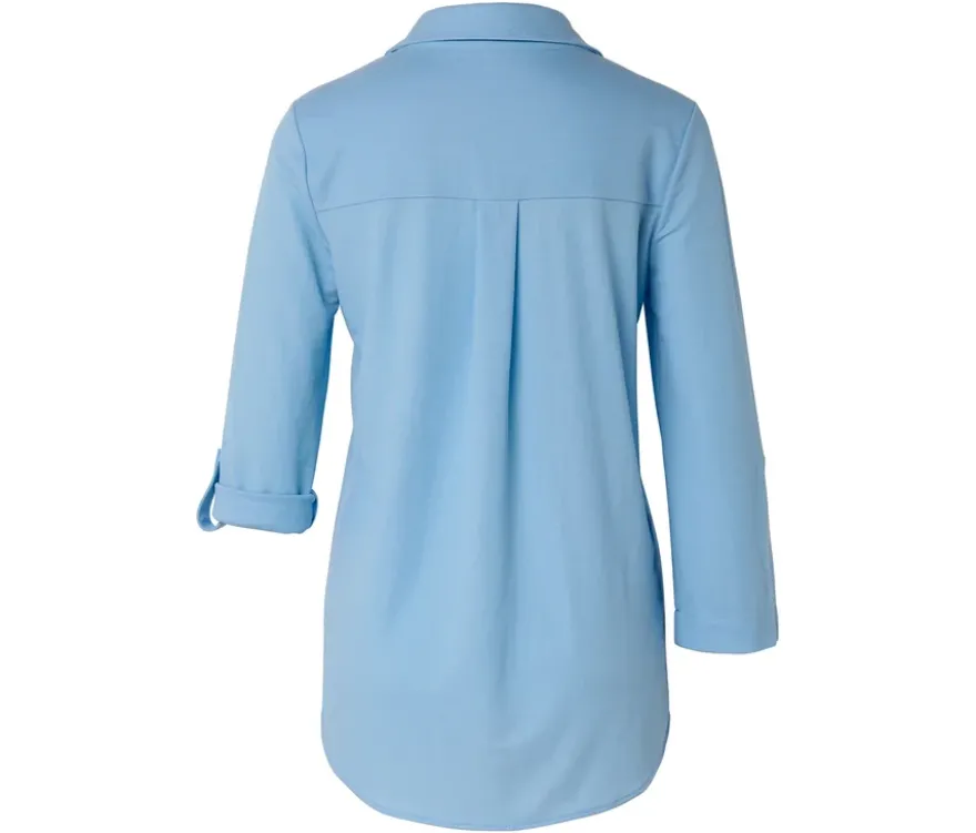 Piqué-Jerseybluse, hellblau