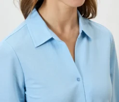 Piqué-Jerseybluse, hellblau