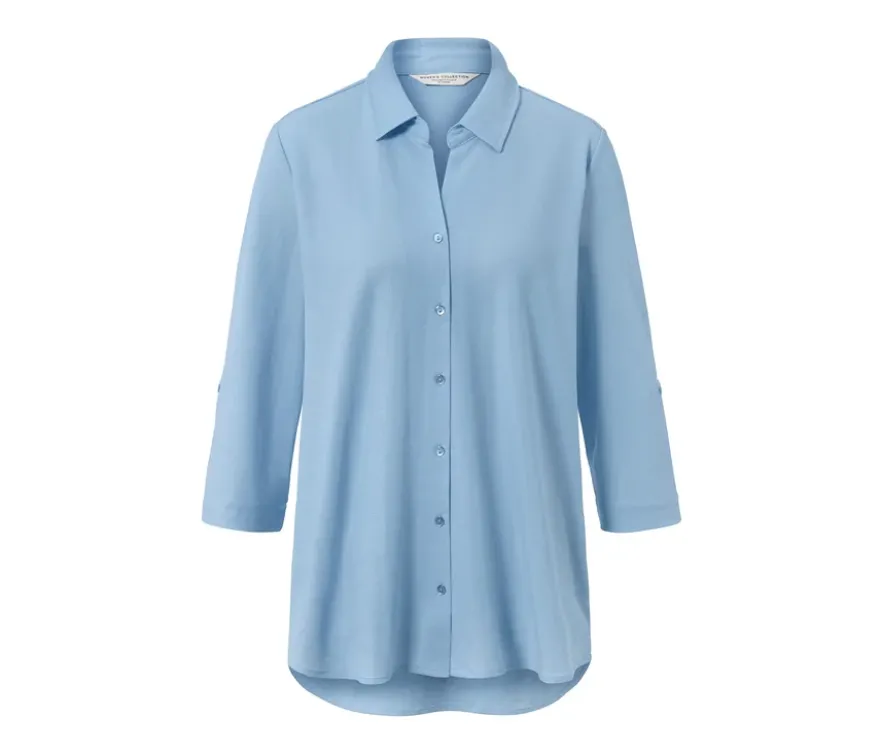 Piqué-Jerseybluse, hellblau