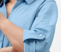 Piqué-Jerseybluse, hellblau