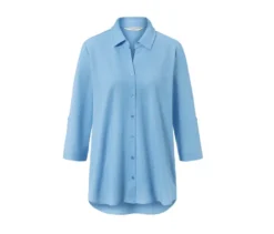 Piqué-Jerseybluse, hellblau
