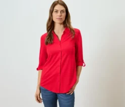 Piqué-Jerseybluse, rot