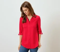 Piqué-Jerseybluse, rot