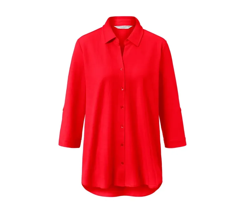 Piqué-Jerseybluse, rot