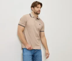 Piqué-Poloshirt, beige