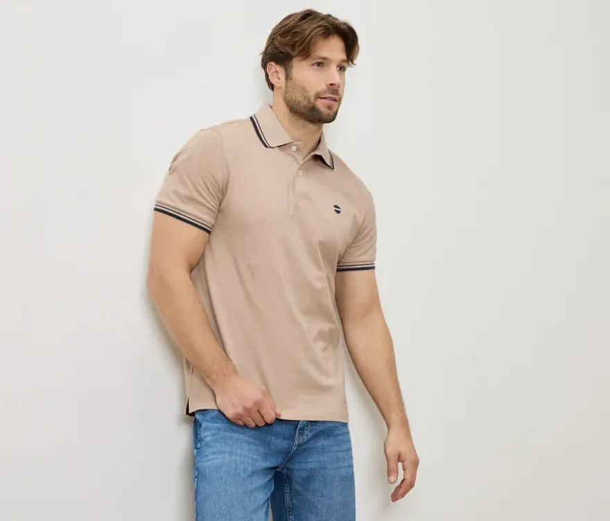 Piqué-Poloshirt, beige