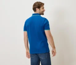 Piqué-Poloshirt, blau