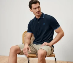 Piqué-Poloshirt, dunkelblau