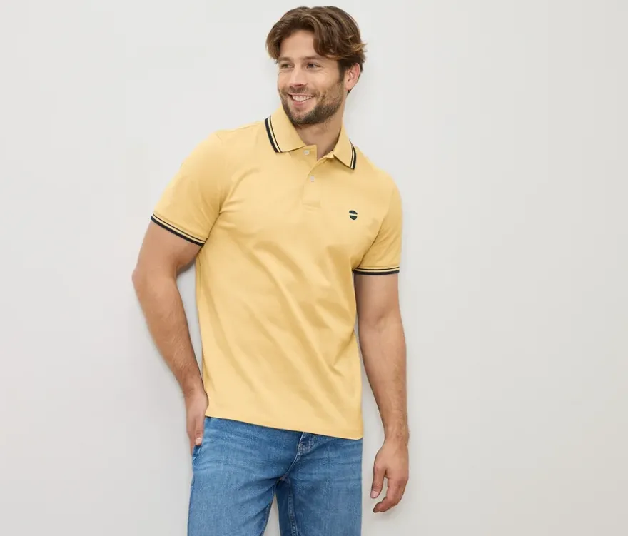 Piqué-Poloshirt, gelb