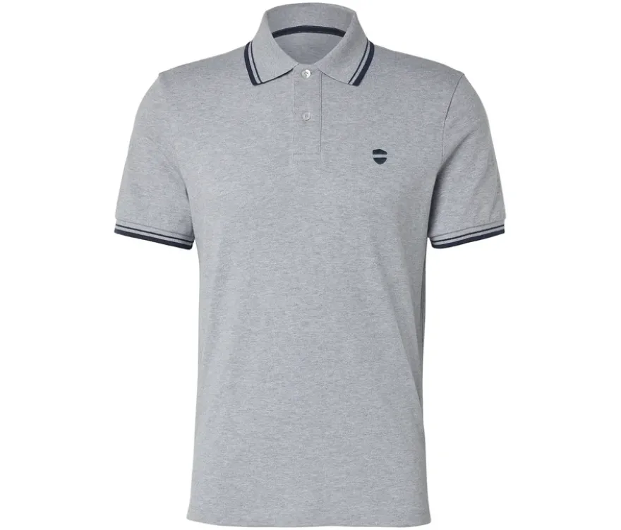 Piqué-Poloshirt, grau meliert