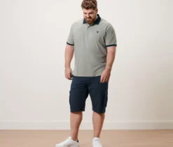 Piqué-Poloshirt, grau meliert