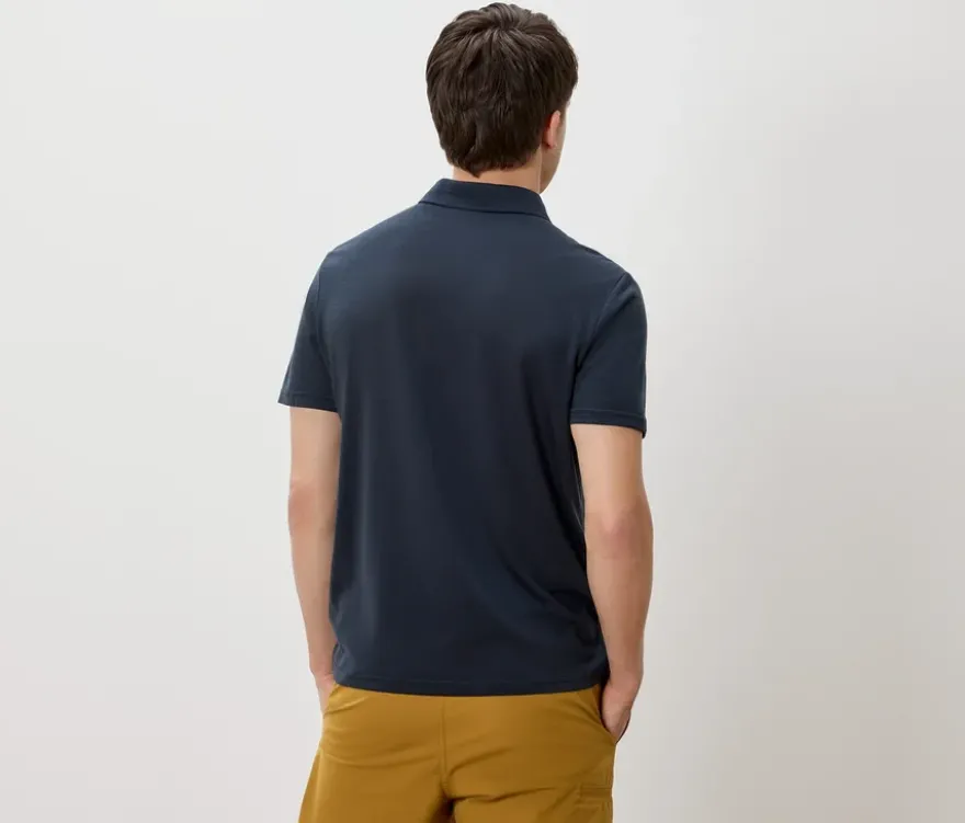 Poloshirt mit Merinowolle, navy