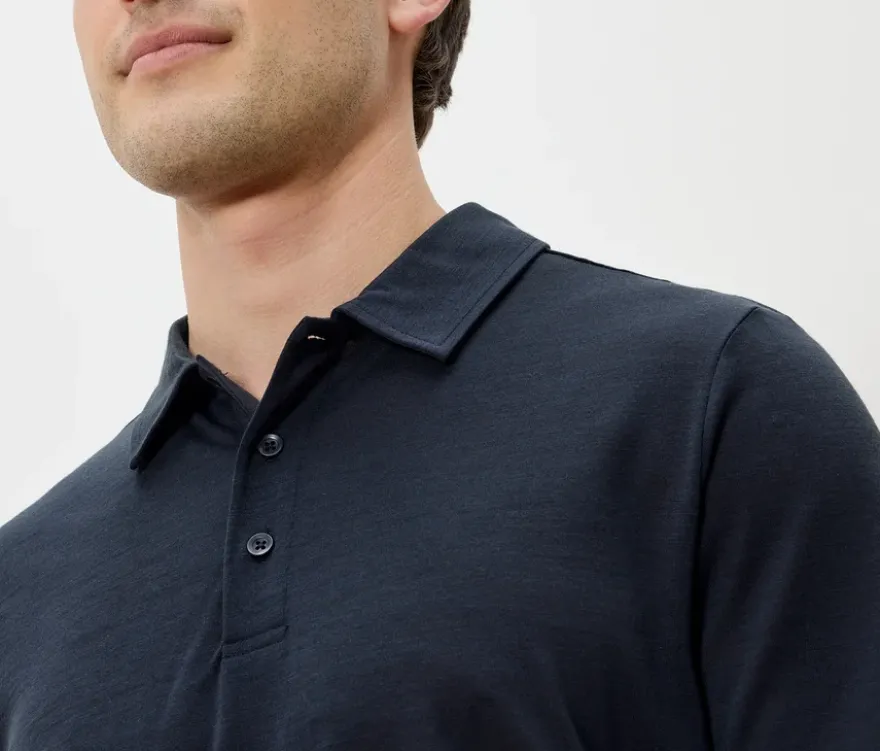 Poloshirt mit Merinowolle, navy