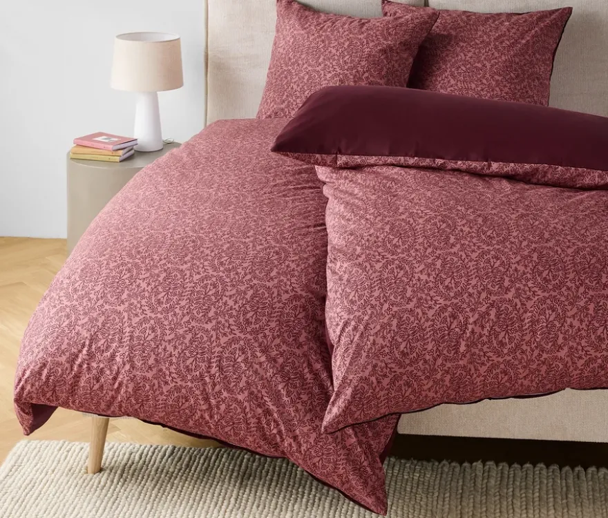 Polycotton-Bettwäsche, bordeauxrot, Normalgröße