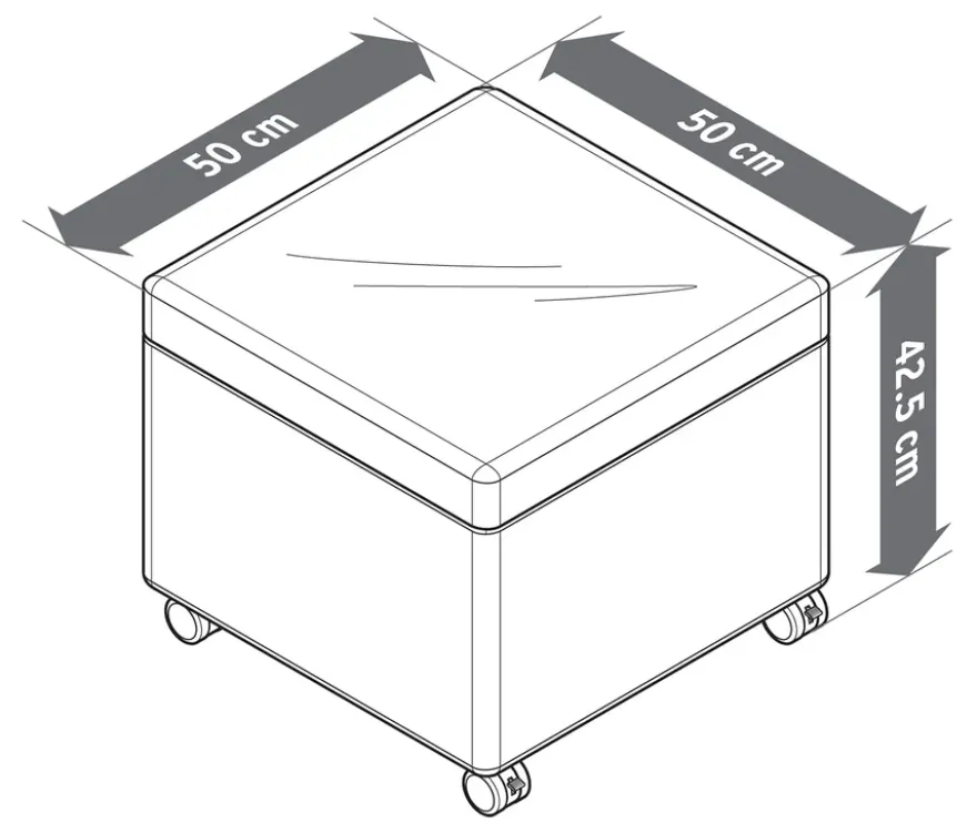 Pouf mit Rollen und Tablett