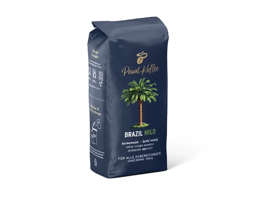 Privat Kaffee Brazil Mild - 8 x 1 kg Ganze Bohne