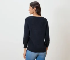 Pullover aus Strukturstrick, dunkelblau