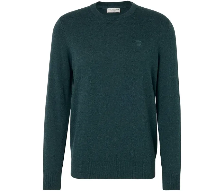 Pullover mit Rundhalsausschnitt, grün meliert