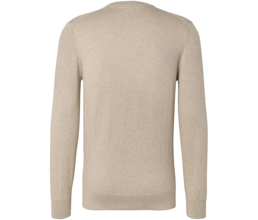 Pullover mit Rundhalsausschnitt, beige meliert