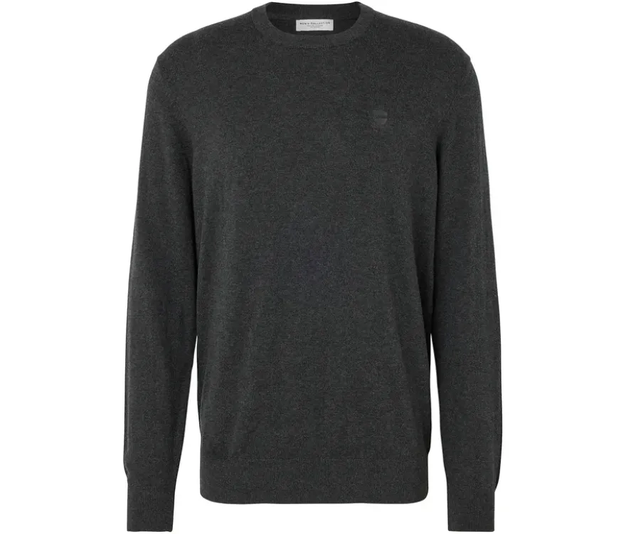 Pullover mit Rundhalsausschnitt, anthrazit meliert