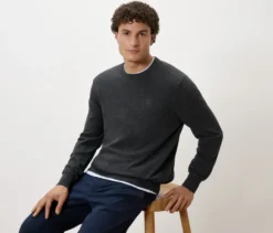Pullover mit Rundhalsausschnitt, anthrazit meliert
